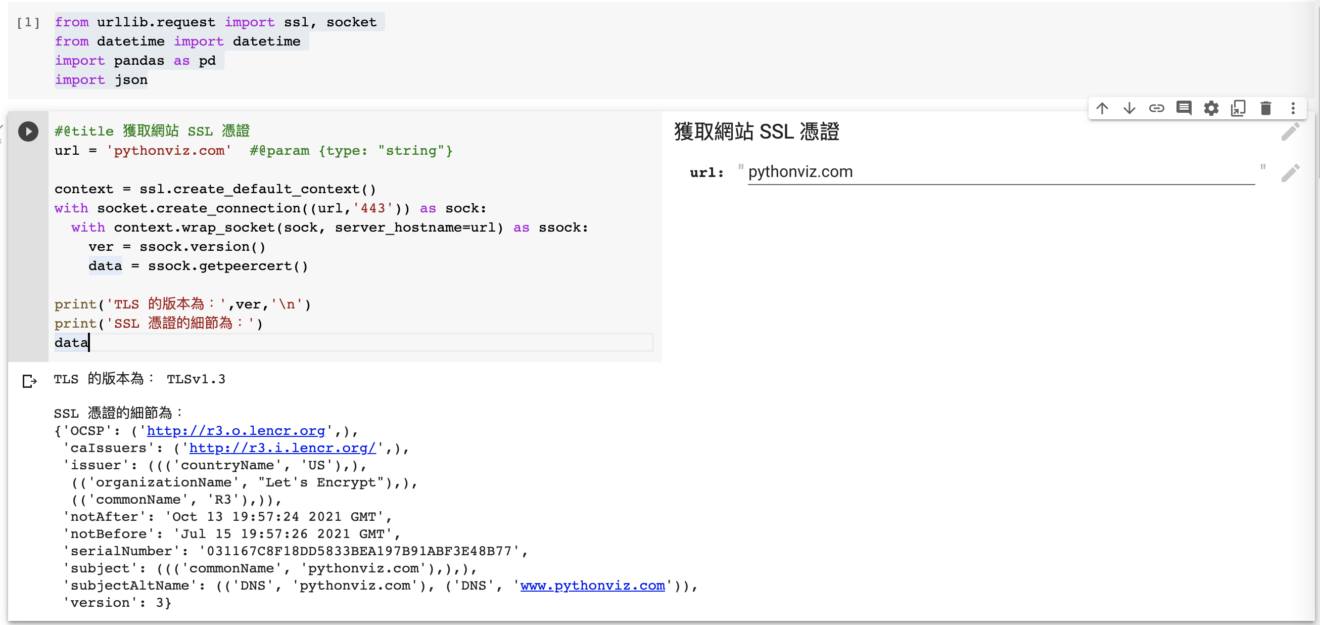 如何在 Python 監測網站 SSL 憑證？pandas 獲取 SSL 到期日 - Python 編程．圖表